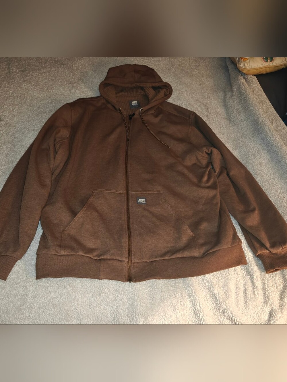Berne Men's Grid Fleece Lined Full Zip Hooded Sweatshirt Size 2XL